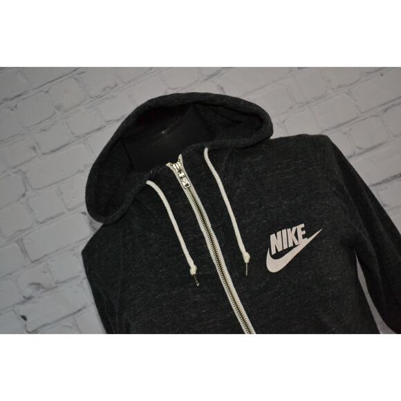 46237-a Nike Casual Athletic Jacket With Pocket Gray Cotton Size Medium Womens - Picture 1 of 8
